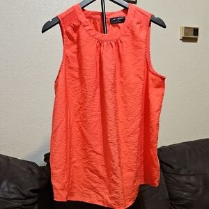 Lane Bryant Coral Sleeveless Pleated Neck Blouse